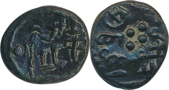 Copper, 1.62g, Obv: Tamil Script “Murugan Thunai”, Rev: Tamil Script “Nawabu”. Extremely f