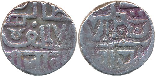 Silver Kori, 4.79g, Brockage Lakhi (KM# 5). Very fine.