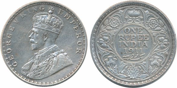 George V, Silver Rupee, 1911, Bombay Mint. Very fine.