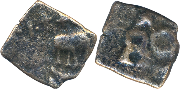 Post Mauryan, Marathwada/South Vidarbha region, Kukutakhada, Copper die-struck, 2.75g, “El