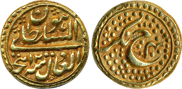 Tipu Sultan, Gold Pagoda, 3.43g, Nagar Mint, AH 1200/ RY 4, Obv: Persian legend & date, Re