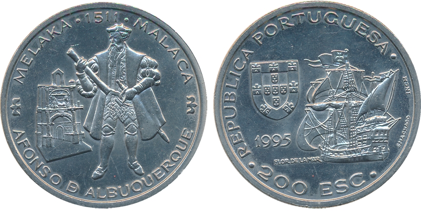 Portugal, Cupro Nickel, 200 escudos, 1995, “Alfonso D Albuquerque”, Obv: Alfanso D Albuque