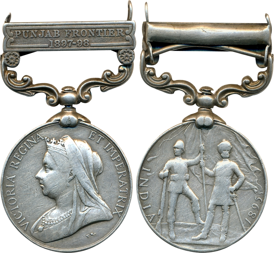 Victoria, India Medal, Silver, Punjab Frontier 1897-98 bar, awarded to 3730 Sepoy Harnam S