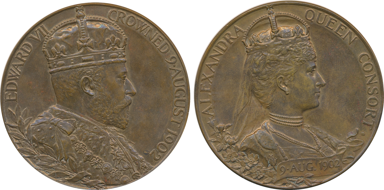 Edward VII, Coronation Copper Medal, 1902. Obv: Conjoined bust of Edward with legend aroun