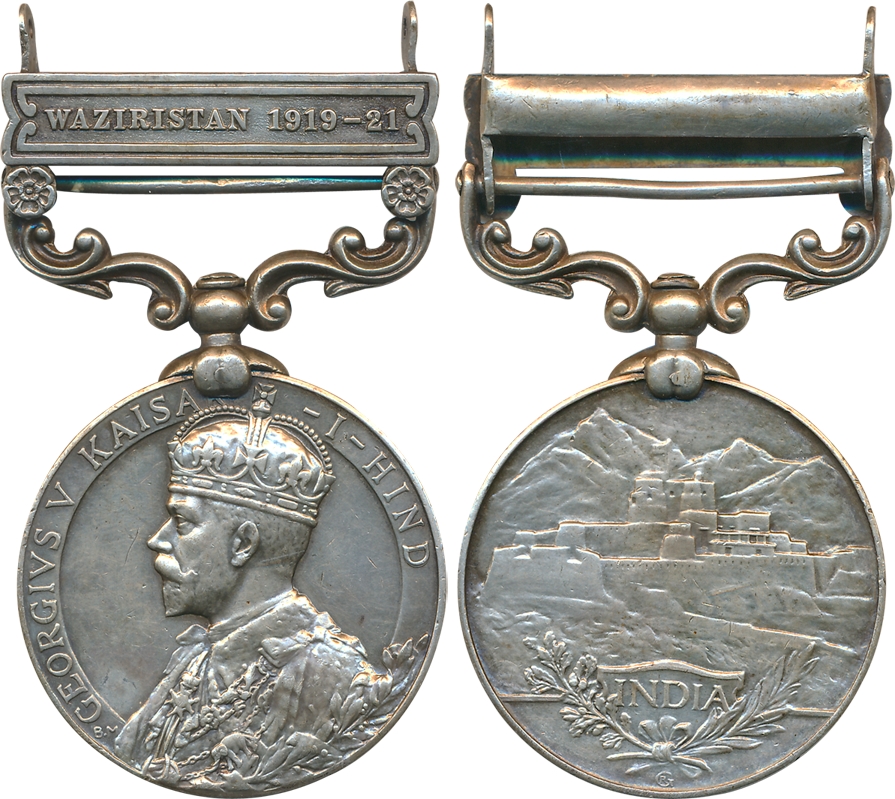 George V, India General Service Medal, Silver, Waziristan 1919-21 Bar, awarded to 2123 1/2