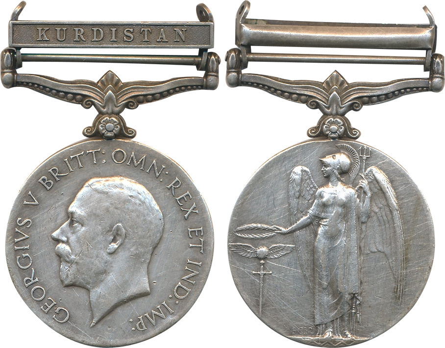 George V, General Service Medal, Silver, KURDISTAN bar, awarded to 2531 Sepoy Arjan Singh,