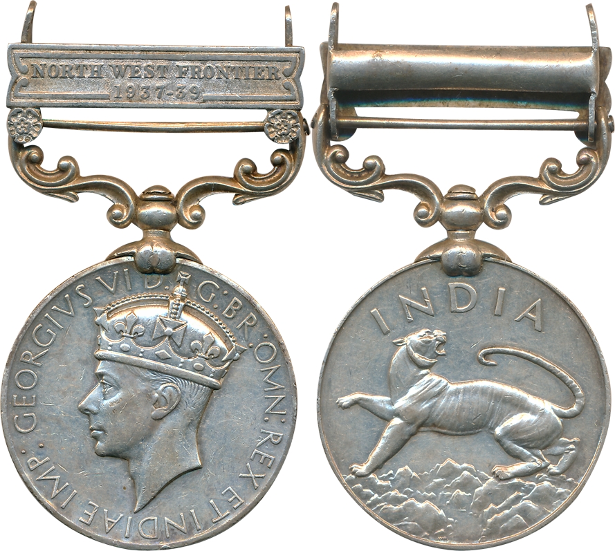 George VI, India General Service Medal, Silver, North West Frontier 1937-39 bar, awarded t
