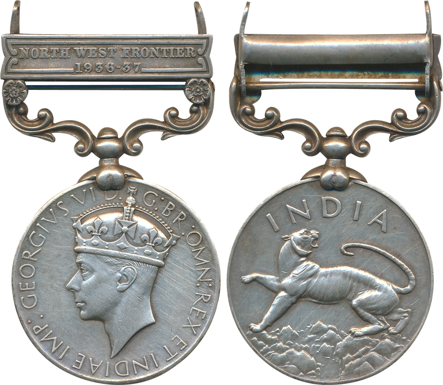 George VI, India General Service Medal, Silver, North West Frontier 1937-39 bar, awarded t