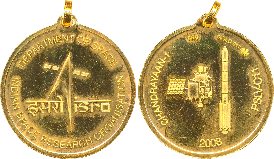 Isro, Gold Medal, 6.57g, 2008, “Chandrayaan-1”, PSLV-C11, Indian Space Research Organisati