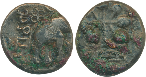 Satavahanas, Vasishthiputra Satakarni, Copper, 6.12g, “Nevasa– Paithan” type, Obv: Elephan