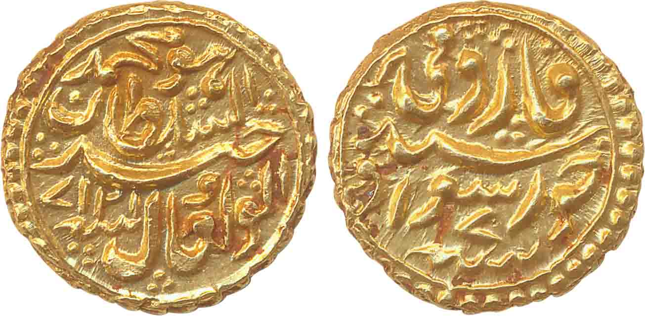 Tipu Sultan, Gold Pagoda, 3.44g, Khurshed- Sawad (Dharwad) Mint, AM 1217/ RY 7 (KM# 99a). 