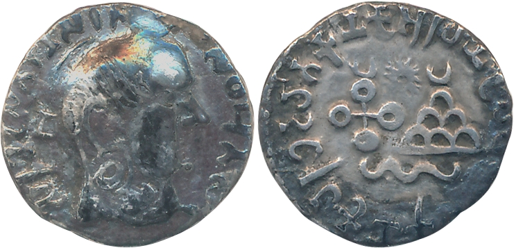 Satavahana, Vasithiputa Siri Khada (Skanda) Satakani, Silver Portrait drachma, 2.07g, Obv: