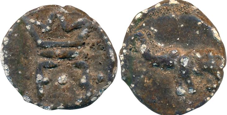 Frederik III, Lead, Cash, 3.01g, Obv: Crowned F3, Rev: Elephant to left with raised trunk 