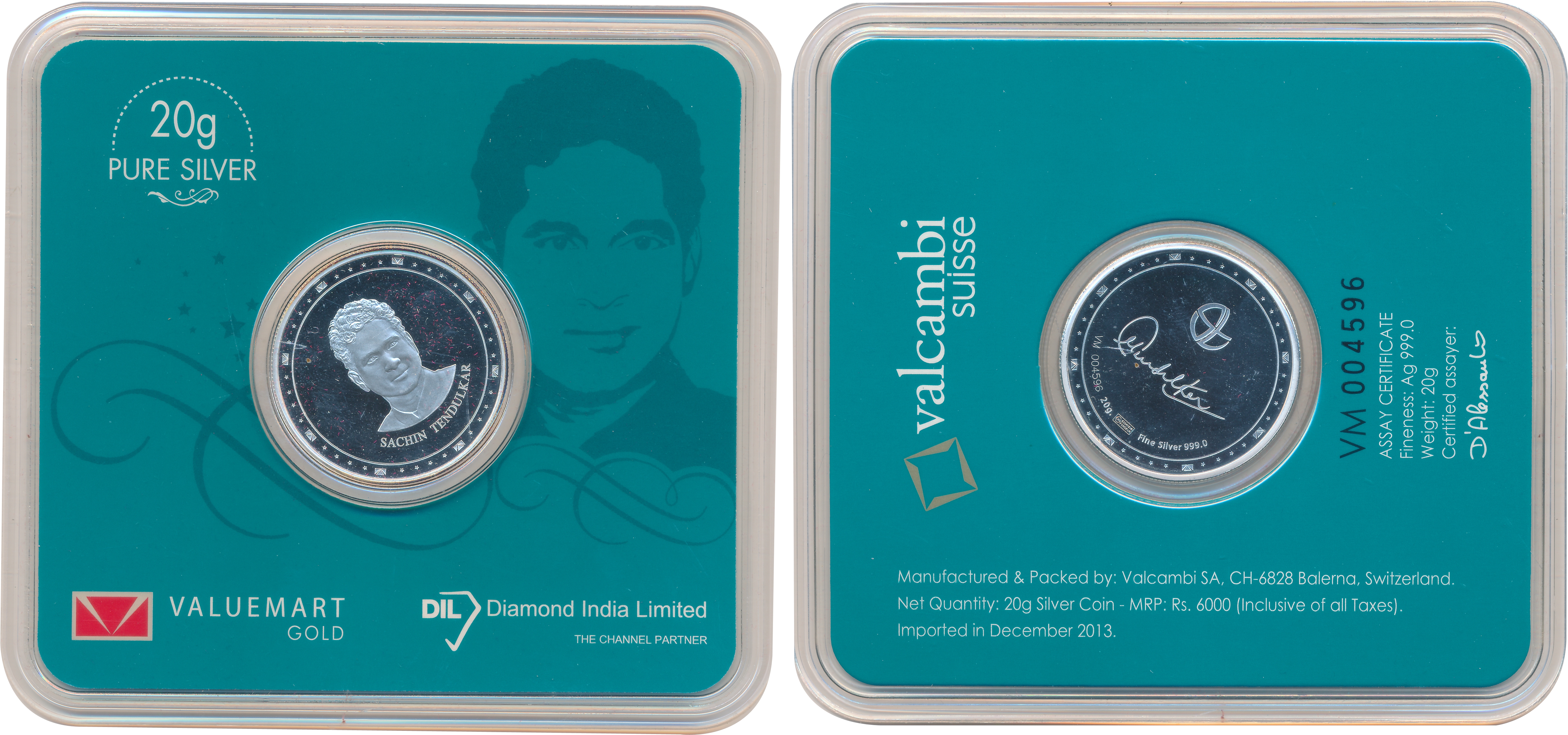 Token, Sachin Tendulkar Silver Token, 20g, with box.