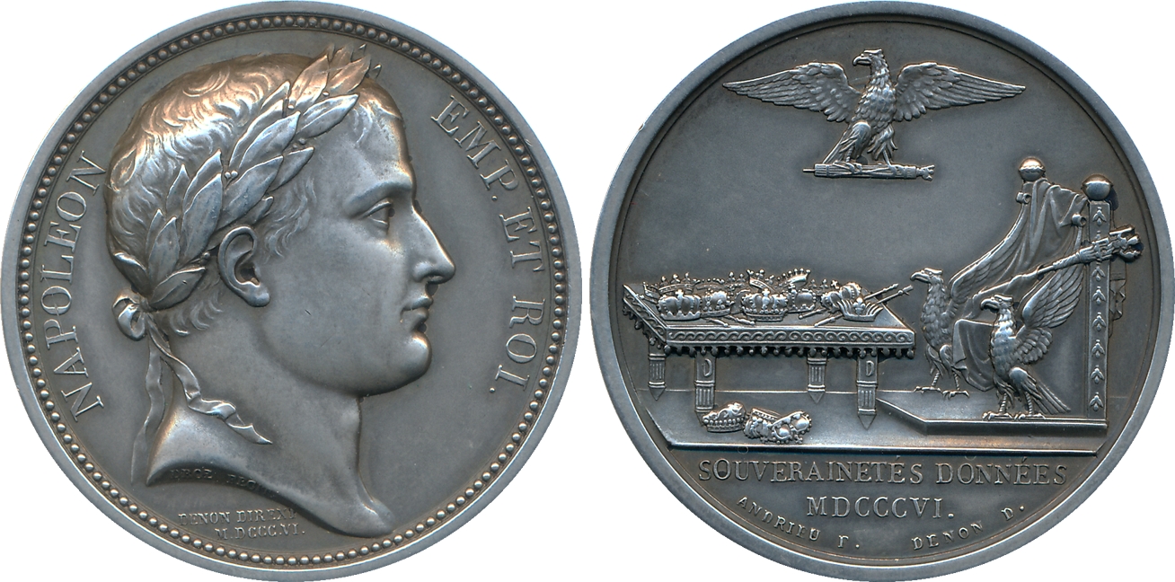 France, Napoleon, Obv: Laureate head of Napoleon to right, signed on the edge of the neck 
