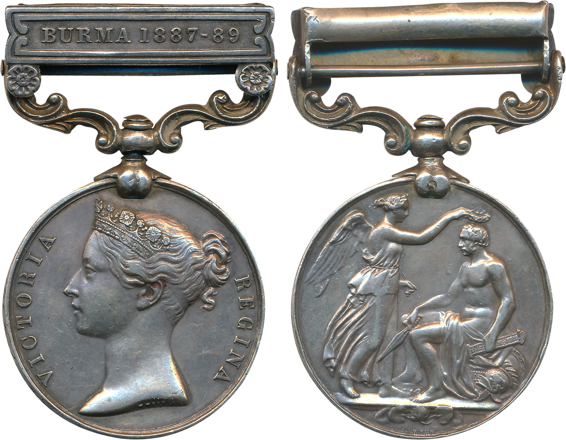 Victoria Medal, IGS 1854-96, Silver, single clasp Burma 1887-89, Awarded to POST MASTER BA