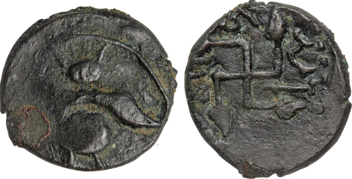 Shubhatunga, Attributed to Krishna I (c.760-775), Copper, 2.06g, Obv: Garuda standing faci