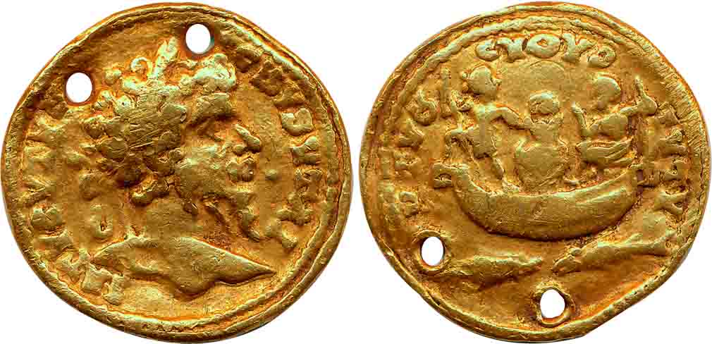 Roman Empire, Septimus Servious, Gold, Aureus, 7.10g, Indian imitation, Obv: Beard bust to