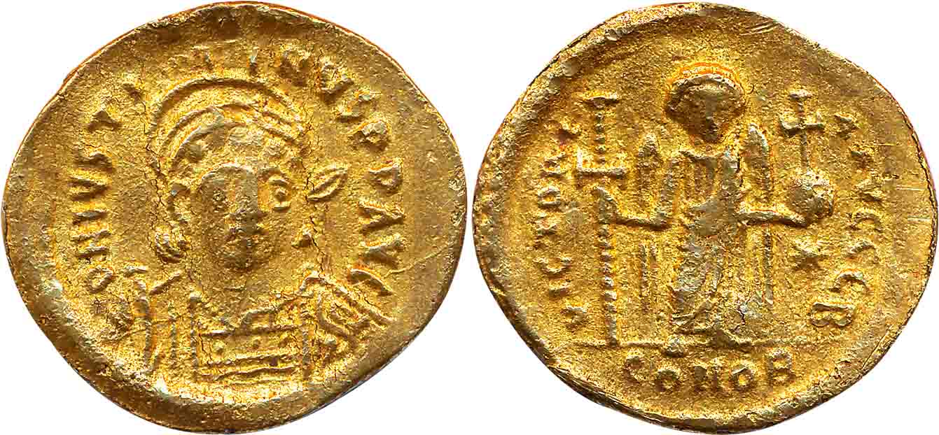 Byzantine Empire, Theodosius II, Gold solidus, 4.19g, Indian imitation, Constantinople Min