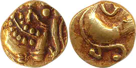 Western Gangas, Gold Gajapati Fanam, 0.41g, Obv: An ornate elephant standing to right, Rev