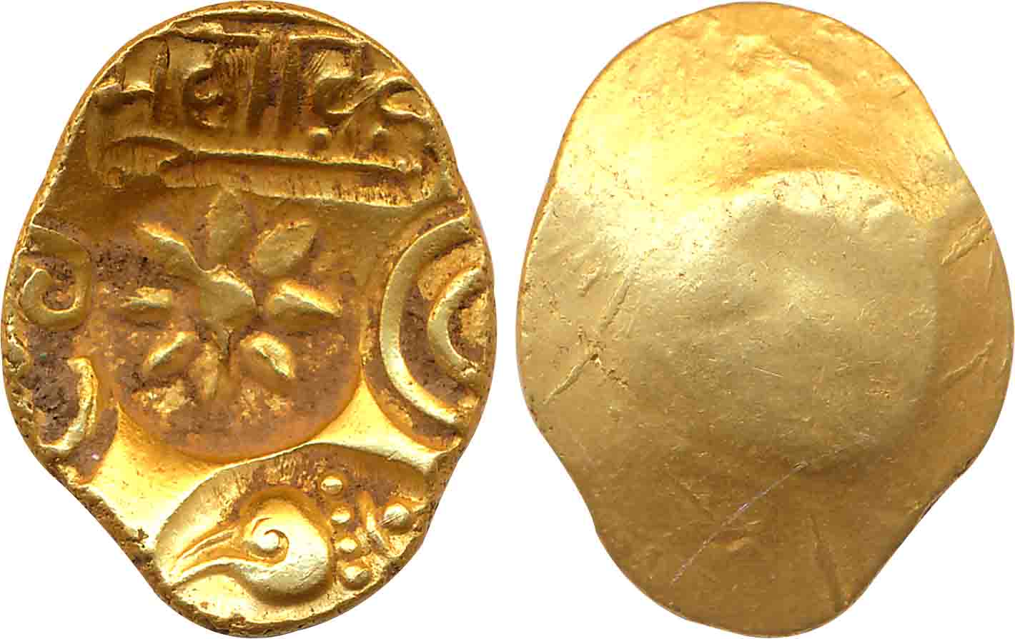 Yadavas of Devagiri, Mahadeva, Gold Padam Tanka, 3.85g, Uniface, Lotus in centre, Kanada S