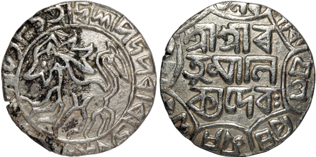 Ratna Manikya (1464-1489), Silver Tanka, 10.60g, SE 1386, Bengali legend on both sides, Ob