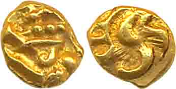 Western Gangas, Gold Gajapati 1/4 Fanam, 0.10g, Obv: An ornate elephant standing to right,