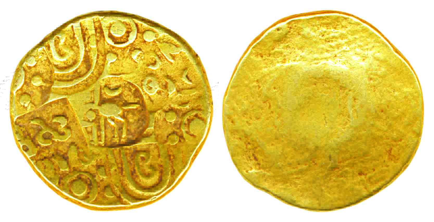Kakatiyas of Warangal, Punch Marked, Gold Gadyan, 3.58g, Uniface, "Raya Gajakesari", Nine 