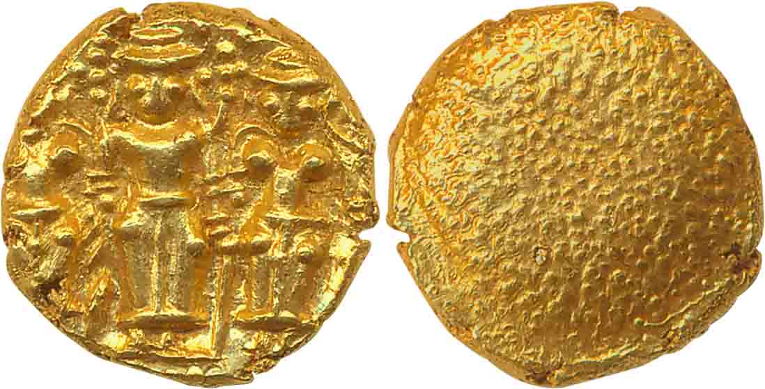 Vijaynagar Empire, Sri Venkatapatiraya III, Gold Varaha, 3.41g, Full image of Lord Tirupat