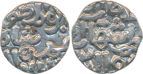 Shihab al din Umar, Billon, Six Gani, 3.60g, Obv: al sultan al- a'zam shihab al dunya wa'l