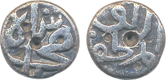 Muhammad Shah I, Silver 1/6 Tanka, 1.60g, Obv: abu'l muzaffar, Rev: Muhammad Shah (G&G# BH
