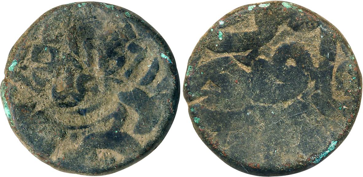Akbar, Copper Dam, 20.08g, Kabul Mint, Obv: "Adl Kabul" counter struck in a square shaped 