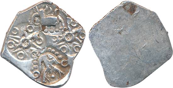 Punch Marked, Attributed to Vidarbha Janapada, Silver, 1/2 Karshapana, 1.66g, Uniface, fou