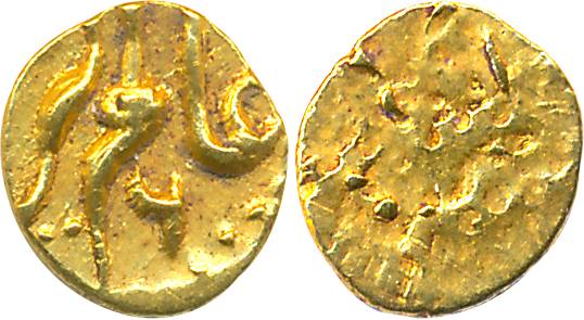 Alamgir II, Gold, 1/2 Fanam, 0.19g, Karpa Mint, RY 6 (KM# B450.1). Very fine.