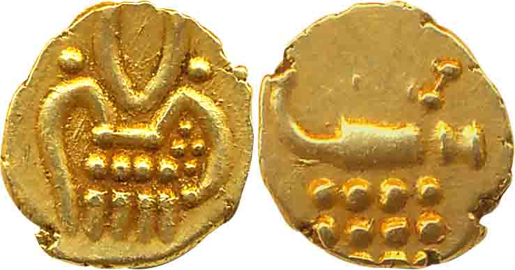 Gold, Fanam, 0.38g (KM# 10). Very fine.