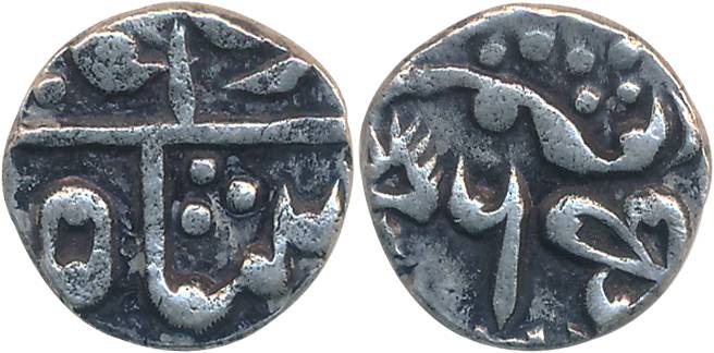 Ram Singh II, Silver 1/4 Rupee, 2.80g, with the name of Bahadur Shah, RY 6. Very fine, rar