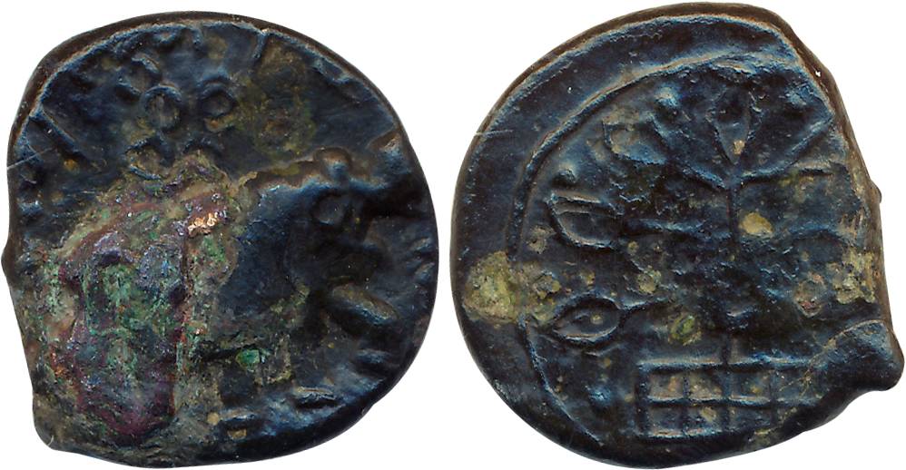 Satavahanas, Sri Satakarni, Nasik Region, Potin, 7.05g, Obv: Elephant to right, Ujjaini sy