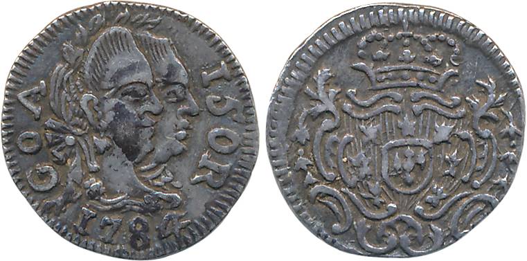 Goa, D. Maria I & Pedro III, Silver 1/2 Pardau- 150 Reis, 2.73g, 1784, Obv: Conjoined bust
