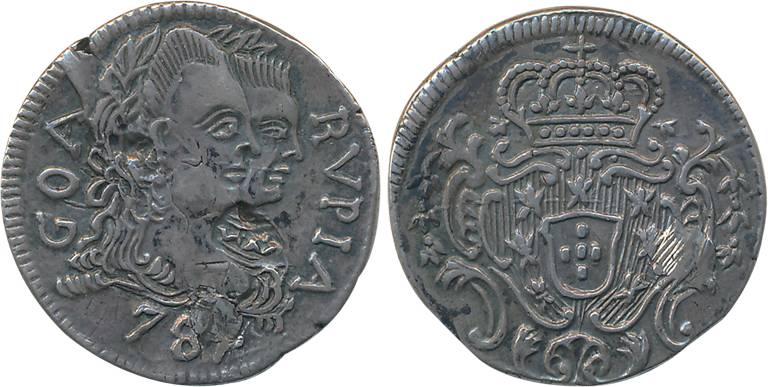 Goa, D. Maria I & Pedro III, Silver Rupia- 600 Reis, 10.73g, (1)78X, Obv: Conjoined bust t