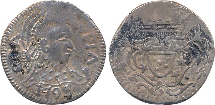 Goa, D. Maria I, Silver Rupia- 600 Reis, 10.89g, 179X, Obv: Bust to right, Rev: Crowned ar