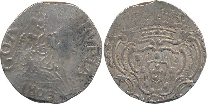 D. Maria I, Silver Rupia- 600 Reis, 10.89g, 1803, Obv: Bust to right, date below, Rev: Cro