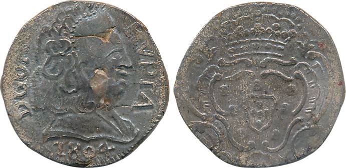 Goa, D. Maria I, Silver Rupia- 600 Reis, 10.83g, 1804, Obv: Bust to right, Rev: Crowned ar