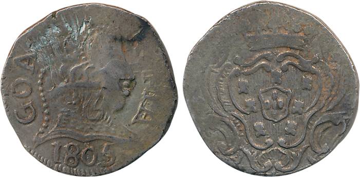 Goa, D. Maria I, Silver Rupia- 600 Reis, 10.85g, 1805, Obv: Bust to right, Rev: Crowned ar