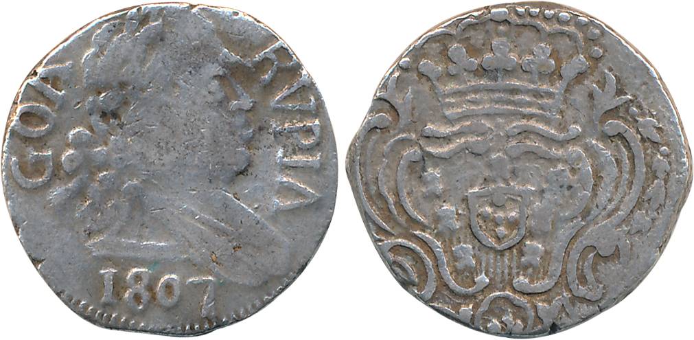 D. Joao P.R., Silver Rupia- 600 Reis, 10.73g, 1807, Obv: Bust to right, date below, Rev: C