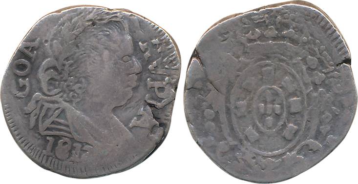 D. Joao P.R., Silver Rupia- 600 Reis, 10.84g, 1817, Obv: Bust to right, date below, Rev: C
