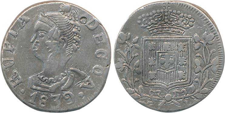 Goa, D. Maria II, Silver Rupia- 600 Reis, 10.90g, 1839, Obv: Bust to left, date below, Rev