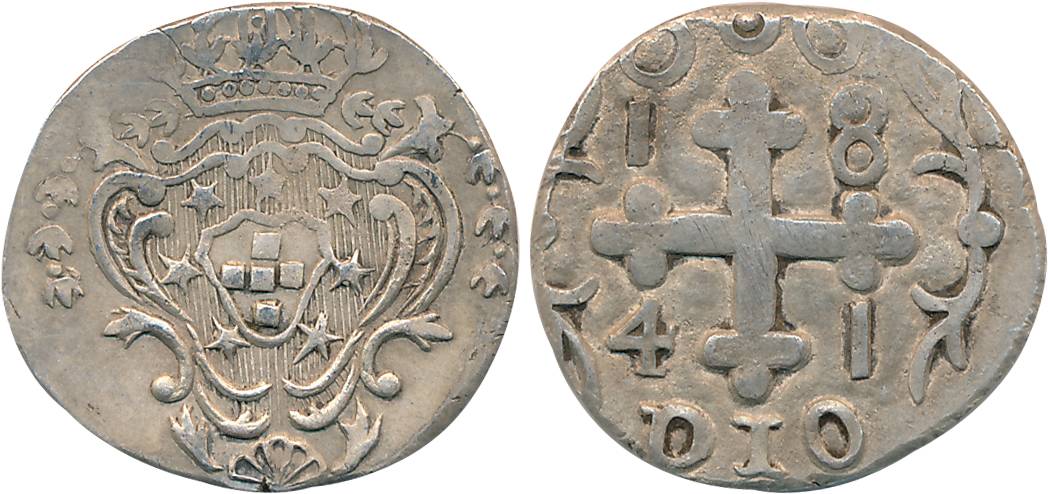 Diu, D. Maria II, Silver Rupia- 600 Reis, 7.78g, 1841, Obv: Crowned arms, Rev: Date in ang