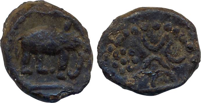 Post Guptas, Gujarat region, Unattributed, Copper, 2.37g, Obv: Elephant facing to right, R