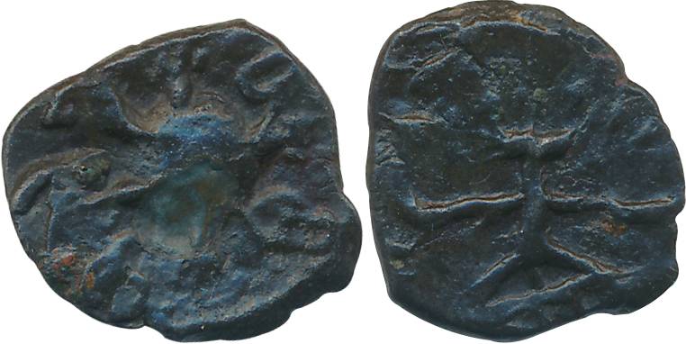 Rashtrakutas, Krishna I Akalavarsha, Central Maharashtra region, Copper Alloyed, 2.15g, Ob