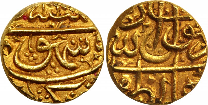 Burhan Nizam Shah III, Gold Hon/ Pagoda, 3.36g, Fatehnagar Mint, Shuhur 10(2/3?X). Extreme